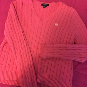 Light Pink Chaps Cotton V-Neck Sweater